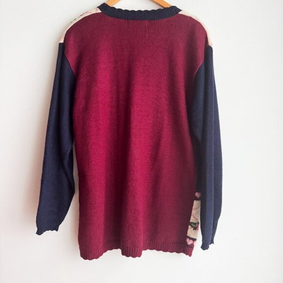 Vintage Jantzen Classics Colourful Floral Bell Christmas Cardigan L - Picture 6 of 9